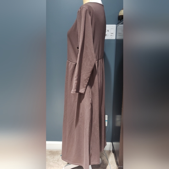 Isabel Maternity Chocolate Brown 3/4 Sleeve Pocketed Dress Sz XL - Picture 5 of 10